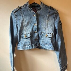 Angels Light Blue Cropped Jean Jacket